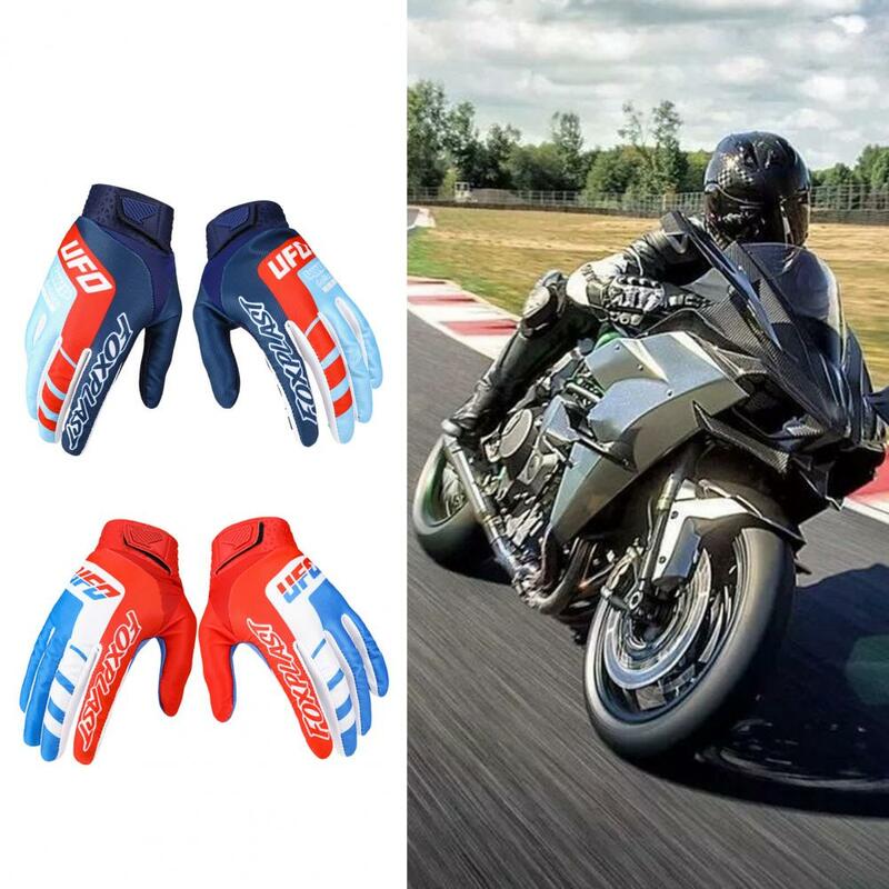 Sarung Tangan Motocross Sepeda Motor Olahraga Daya Tahan Lama 1 Pasang Penggunaan Luar Ruangan Sarung Tangan Jari Penuh Poliester Sejuk untuk Mendaki