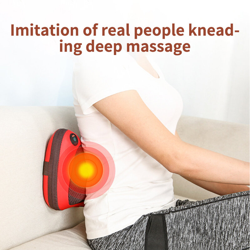 18 Heads Electric Massage Pillow Head Neck Massager Car Home Cervical Massage Neck Back Waist Body Heating Kneading Massage Tool