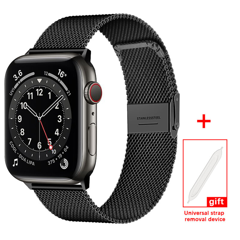 حزام لساعة Apple Watch Series 1 ، 2 ، 3 ، 4 ، 5 ، 6 ، Se ، 42 مللي متر ، 38 مللي متر ، 40 مللي متر ، 44 مللي متر ، ستانلس ستيل Milanese
