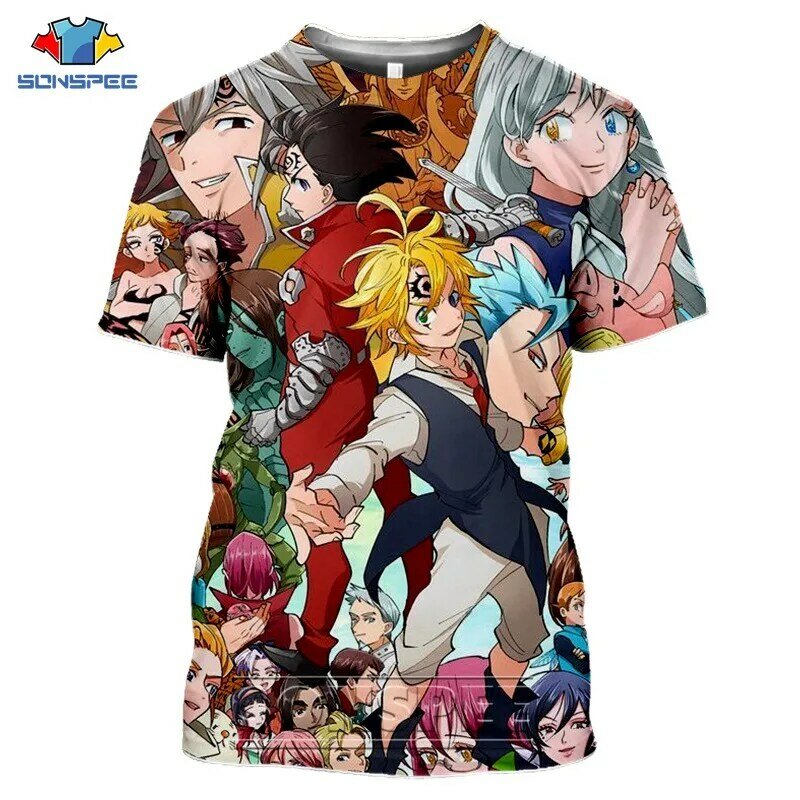 Camiseta con estampado 3D de Anime para hombre y mujer, camisa con estampado de The Seven Deadly Sins, Nanatsu No Taizai, moda Harajuku, ropa para hombre