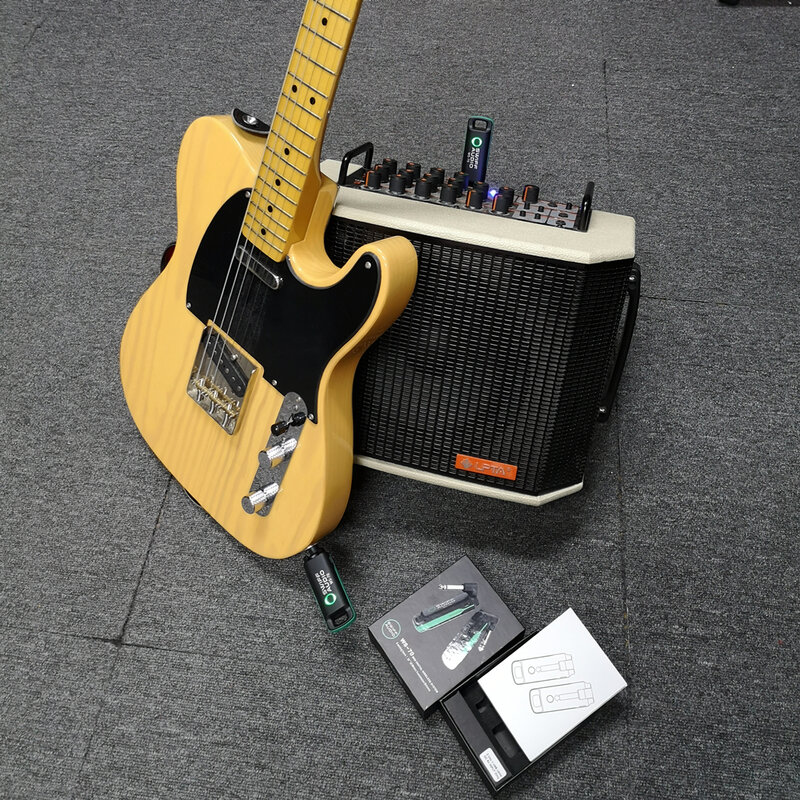 Ws70 uhf guitarra elétrica transmissor receptor 50m 6.35mm interface digital sistema de guitarra sem fio instrumento musical parte