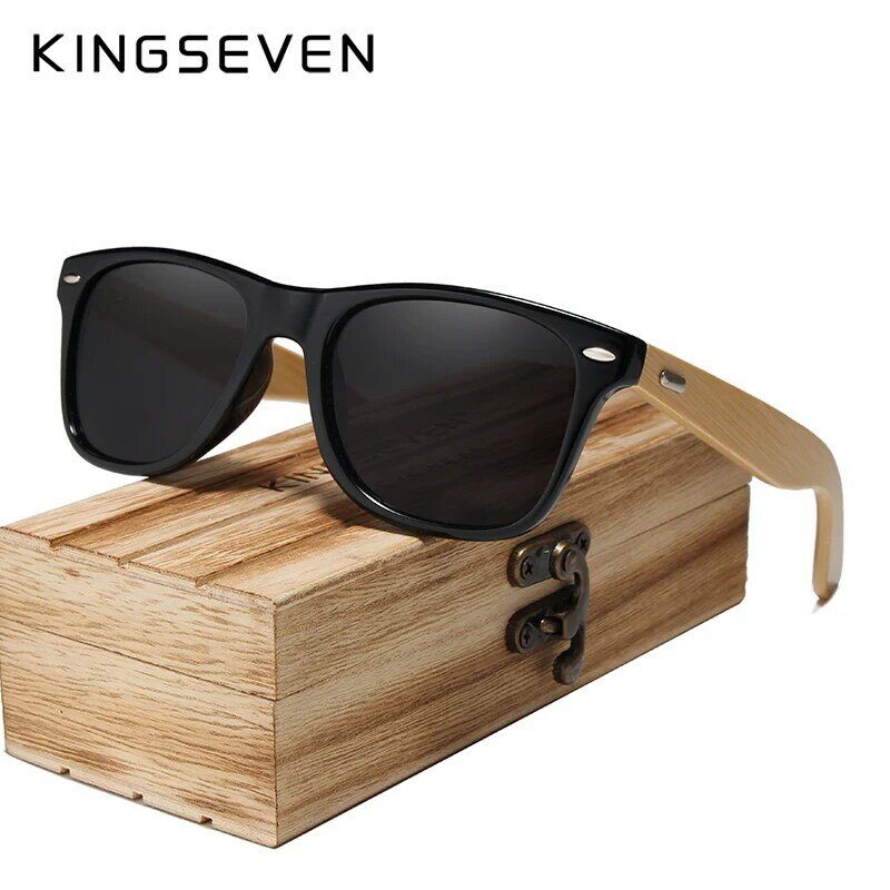 竹サングラス男性と女性のすべてで KINGSEVEN デザインサングラス偏光ヴィンテージ旅行眼鏡ミラーレンズ