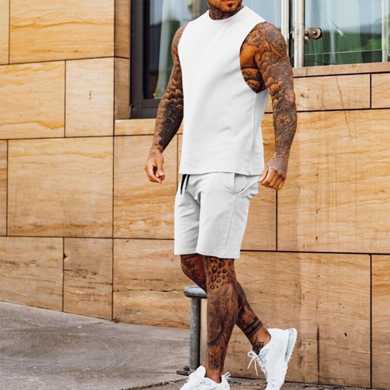Verão moda masculina casual shorts define manga curta t camisa + shorts sólido masculino conjunto de treino roupas de marca 2 peças conjuntos