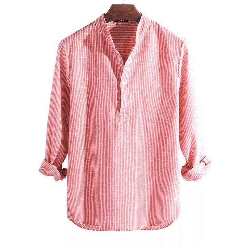 2021 novo algodão manga longa camisas dos homens primavera verão listrado fino ajuste gola camisa roupas masculinas plus size 4xl
