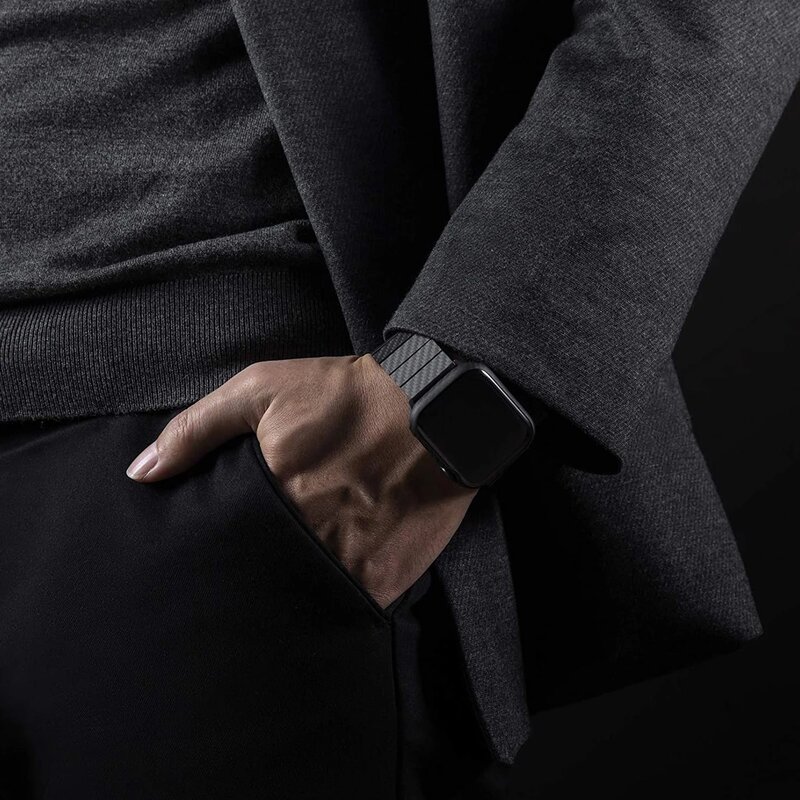 Correa de fibra de carbono para Apple Watch, banda de 45mm, 44mm, 42mm, 41mm, 40mm, 38mm, pulsera de eslabones ligeros para iWatch Series 5 4 7 6 SE 3