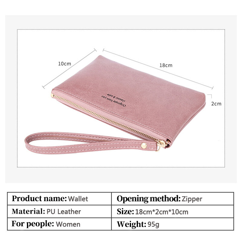 Nadgarstek długi portfel dla kobiet moda proste PU skórzane etui na karty kredytowe duża pojemność damska kopertówka na telefon