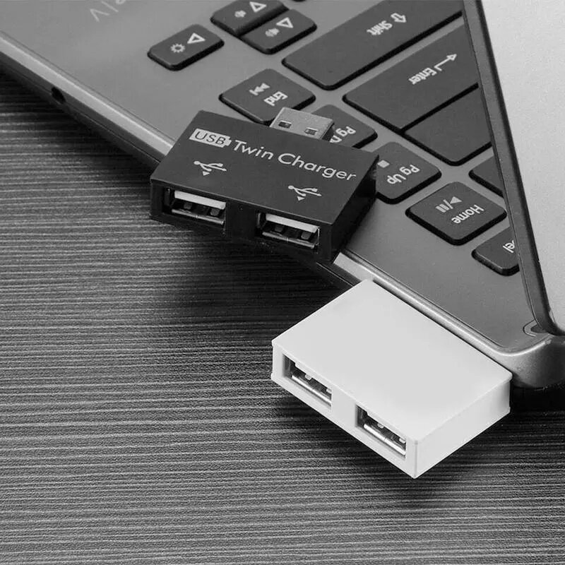 Extensor de carga de alta velocidad, 2 colores, 2 puertos USB2.0 Hub para teléfono, teclado, ratón, ordenador, disco U