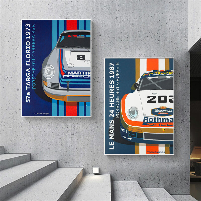 24H Le Mans 917 KH Vùng Vịnh 911 Carrera RSR 961 Xe Đua Poster In Tranh Vải Trang Trí Nhà Treo Tường tranh Nghệ Thuật Cho Phòng Khách