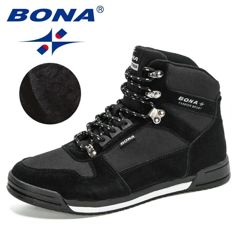 BONA 2020นักออกแบบใหม่ทำด้วยมือผู้ชายรองเท้าหนังนิ่มข้อเท้าหิมะรองเท้าบูทชายด้านบนPlush Masculinoรองเ...