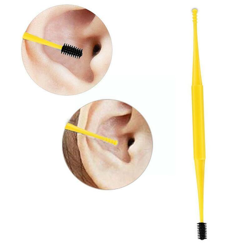 Silicone macio orelha pick double-ended earpick removedor de cera de orelha ferramenta de limpeza de orelha design curette colher d5n9