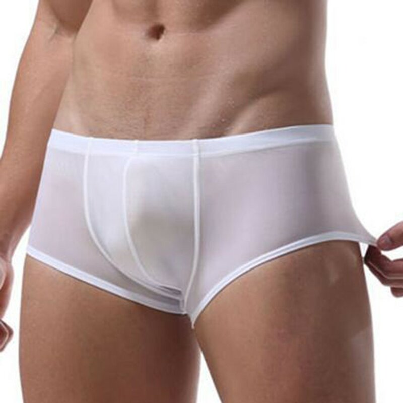 Sexy Men's Underwear One-piece Ultra-thin Transparent Ice Silk Men's Briefs Low Waist Sexy Shorts Men Elastic Solid Underpants