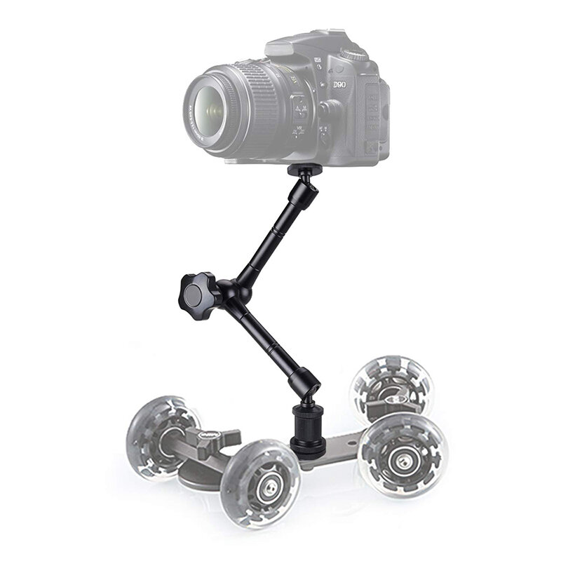 Dolly 자동차 카메라 슬라이더 매직 암 탁상용 모바일 롤링 비디오 트랙 레일 스케이팅 SLR 카메라 플래시 LCD 모니터 LED 플래시