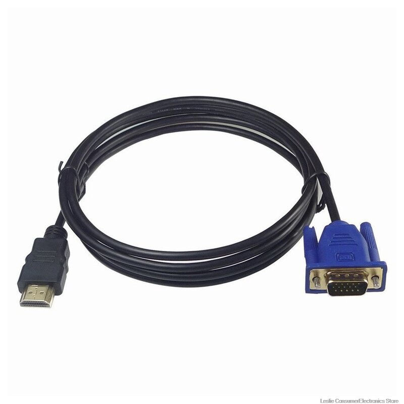 كابل HDMI 1 M متوافق مع VGA 1080P HD ، محول صوت ، متوافق مع كابل VGA ، توصيل مباشر