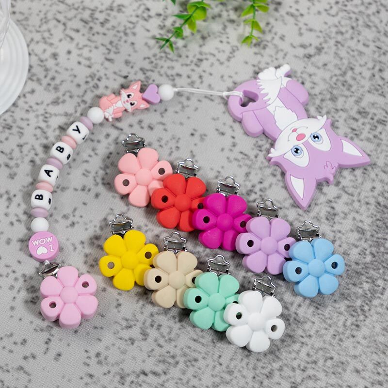 TYRY.HU 3pc/lot Pacifier Clip Silicone Flower Teether Clips Pacifier Dummy Chain Holder Soother Nursing Pacifier Accessories