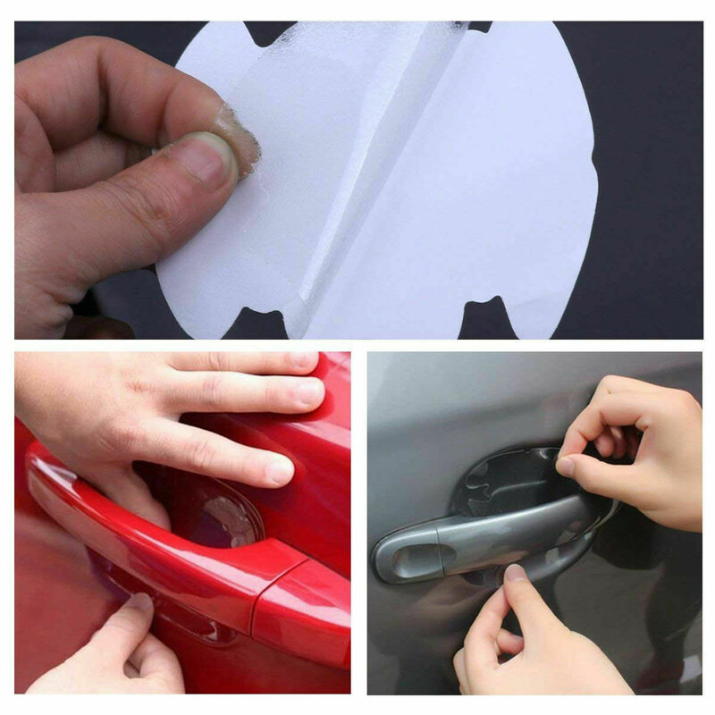 4 pçs universal invisível maçaneta da porta do carro arranhões automóvel shakes protetor de vinil filme proteção alça do carro
