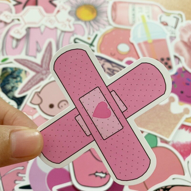 100pcs Cartoon Pink INS Style Vsco Girl Cute Stickers Notebook Skateboard Guitar Suitcase Refrigerator DIY Notebook Toy Stickers