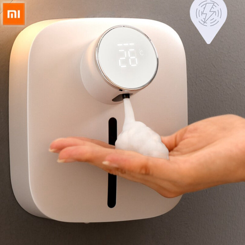 Настенный дозатор для мыла Xiaomi, перезаряжаемый диспенсер жидкого мыла с температурным дисплеем, Автоматическое дезинфицирующее средство д...