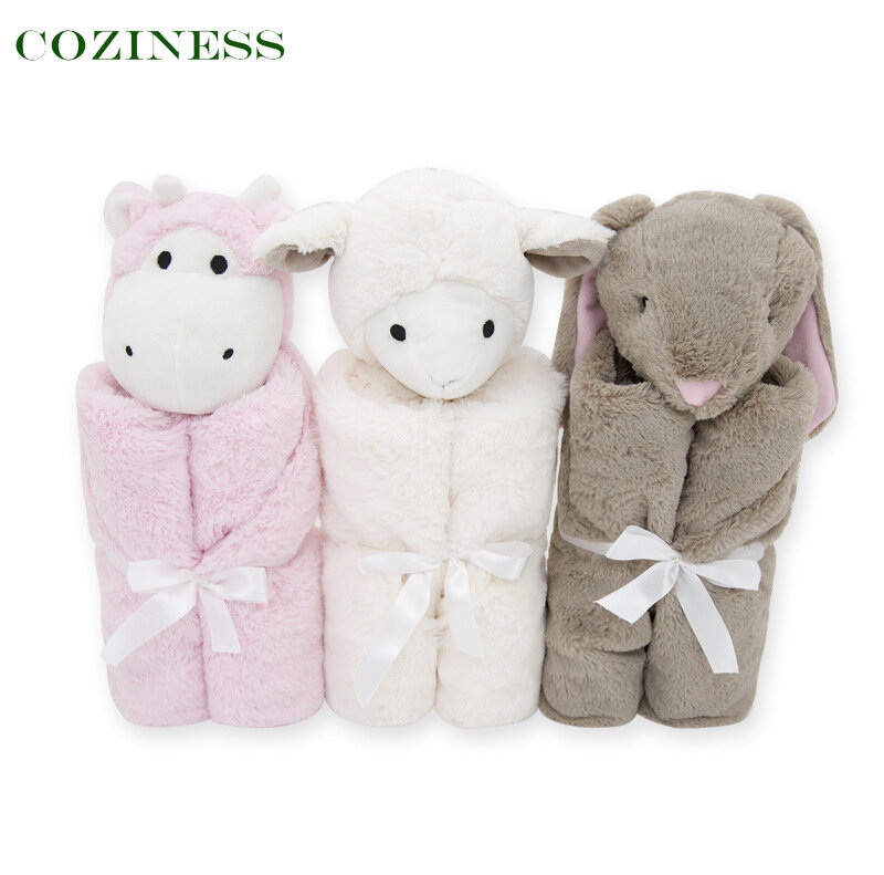 Cozeless-Manta con cabeza de Animal para bebé, saco de dormir de terciopelo de cristal para recién nacido de 0 a 1 años, colcha Solf para niño, recién llegados
