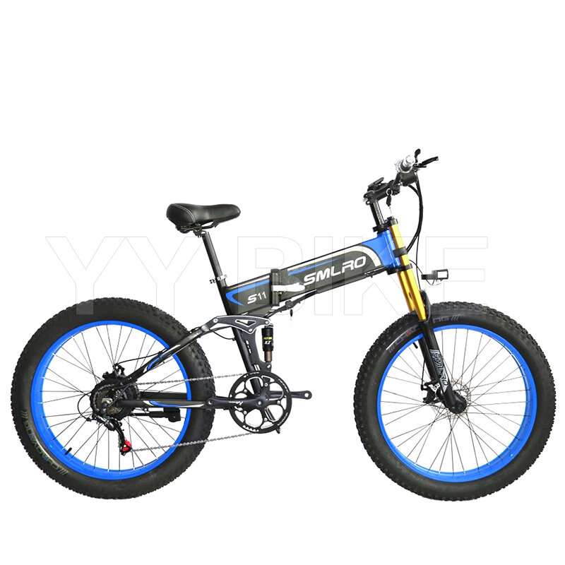 SMLRO-Bicicleta Eléctrica gruesa S11PLUS para adulto, bici plegable de 48V, 13AH, 40 KM/H, rueda de 26 pulgadas, 21, bicicleta de montaña con velocidad, todoterreno, 1000W