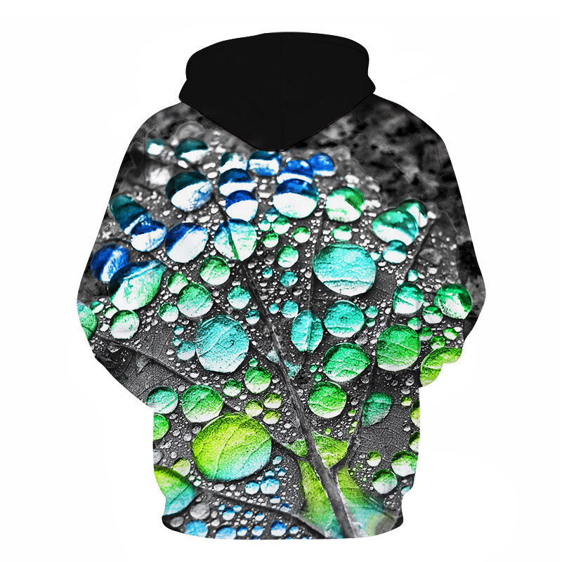 Primavera y otoño 3D Sudadera con capucha de la gota de agua estampado sencillo Sudadera con capucha Harajuku hombres \ las mujeres pueden usar individuales tops de color liso para los hombres