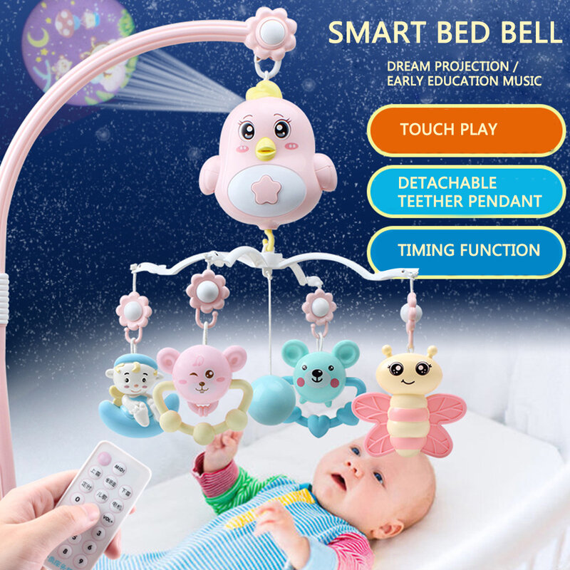 Sonajeros móviles para cuna de bebé, juguetes para bebés de 0 a 12 meses, sonajeros de juguete para bebés, campana de cama Musical con pájaros, juguetes para recién nacidos