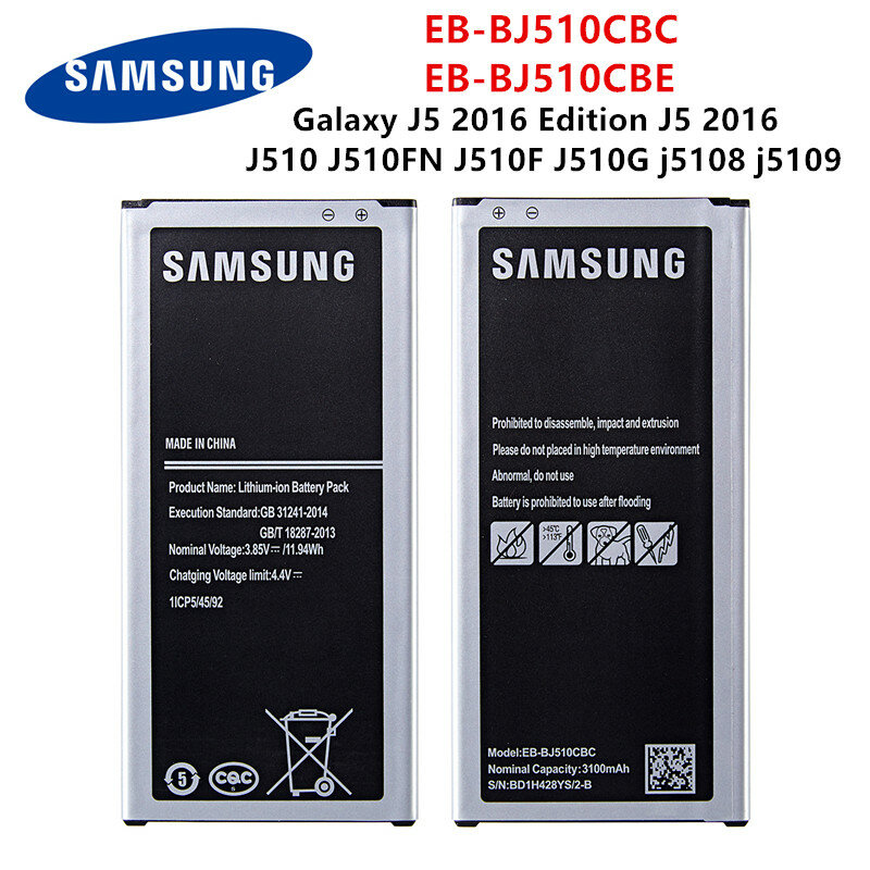 SAMSUNG original EB-BJ510CBC EB-BJ510CBE 3100mAh batería para Samsung Galaxy J5 edición 2016 J5 2016 J510 J510FN J510F j5108 j5109