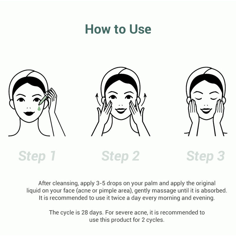 Solución Original antiacné que reduce el acné, hidrata los poros, calmante, repara la piel, Limpieza Profunda, antienvejecimiento, cuidado de la piel