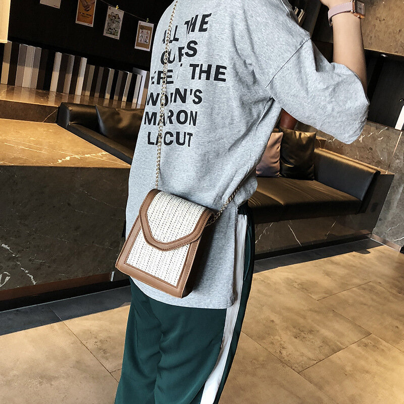 Женская плетеная Сумка из соломы, маленькая сумка, модель 2021, сумка для телефона, сумка на одно плечо, Наклонная Сумка через плечо