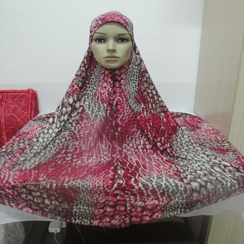 ผู้หญิงมุสลิมขนาดใหญ่ Instant Hijabs ผ้าพันคอผ้าไหมพิมพ์สี Turban Headscarf อิสลามสวดมนต์หมวก Headwraps อาหรับผ้าพั...