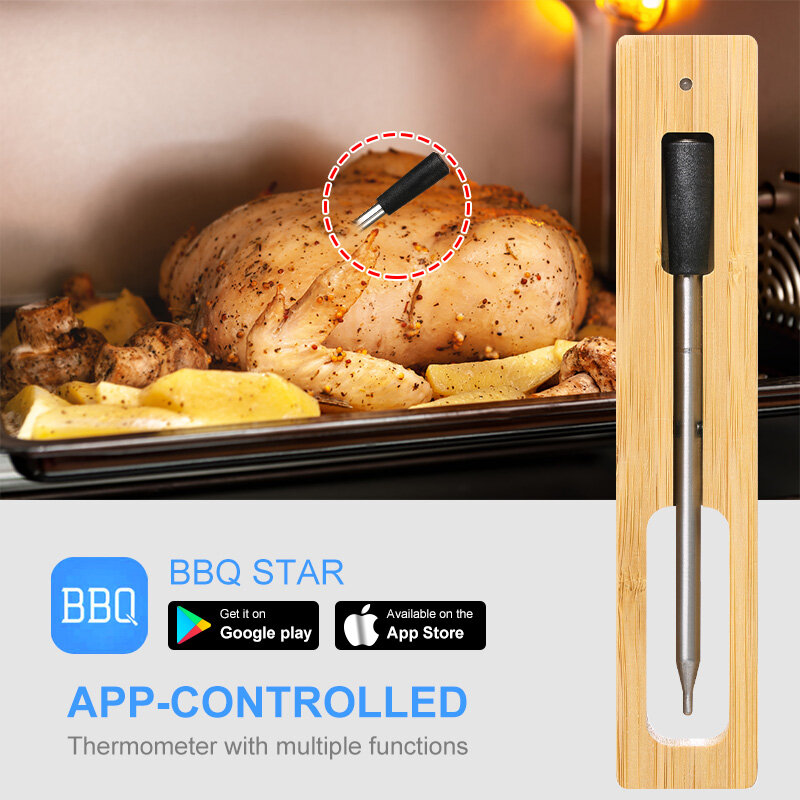 Kitchen Wireless Meat Food Steak Thermometer for Oven Grill BBQ Smoker Rotisserie Kitchen Smart Digital Bluetooth BBQ Outdoor