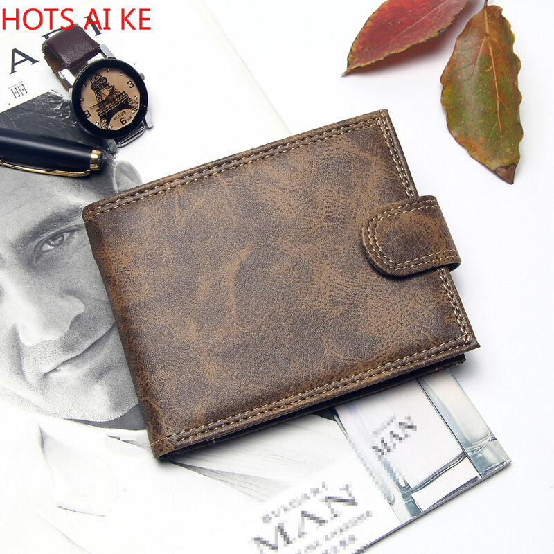 Luxus Designer Herren Brieftasche Leder PU Bifold Kurze Geldbörsen Männer Haspe Vintage Männlichen Geldbörse Münzfach Multi-funktionale Karten brieftasche