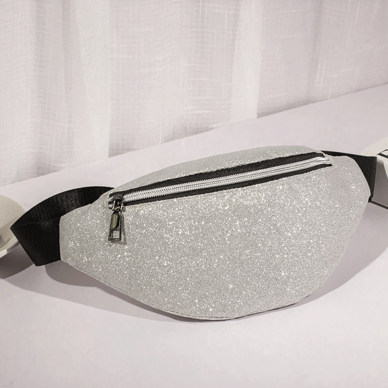 Pochete e bolsa de cintura para celular em couro, bolsa de praia fofa de couro com glitter e laser, para festa, viagem, feminina, 2021