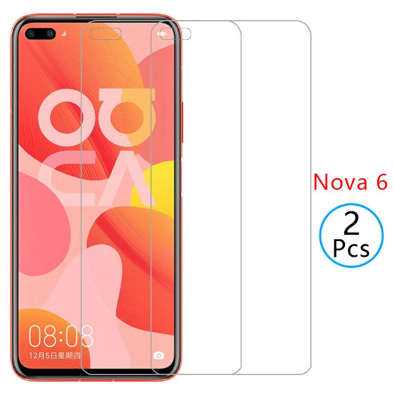 2pieces 9h Safety Tempered Glass For Huawei Nova 6 Phone Screen Protector Protection on Huawei huawey nova6 Glass