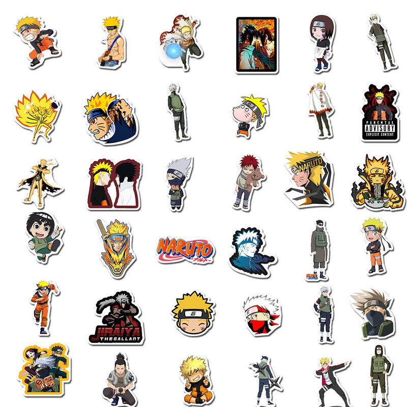 Autocollants des dessins animés japonais de Naruto, étiquettes en vinyle pour décorer skateboard, ordinateur, bagage, frigidaire, voiture, décalcomanies de style, lot de 100 pièces,
