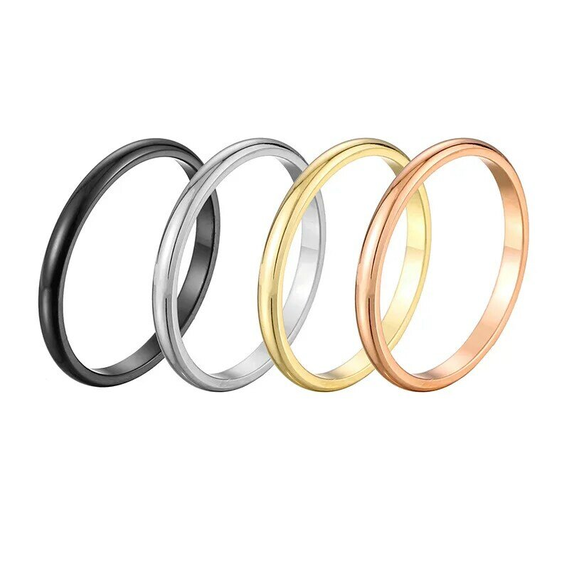 Nova moda simples brilhante titânio aço feminino anel 18k banhado a ouro rosa anel de casal de aço inoxidável jóias femininas