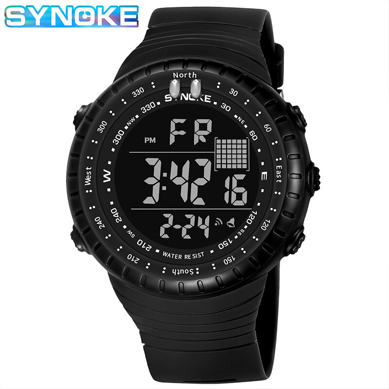 Часы наручные мужские спортивные цифровые, водонепроницаемые светодиодные электронные в стиле милитари, с секундомером
