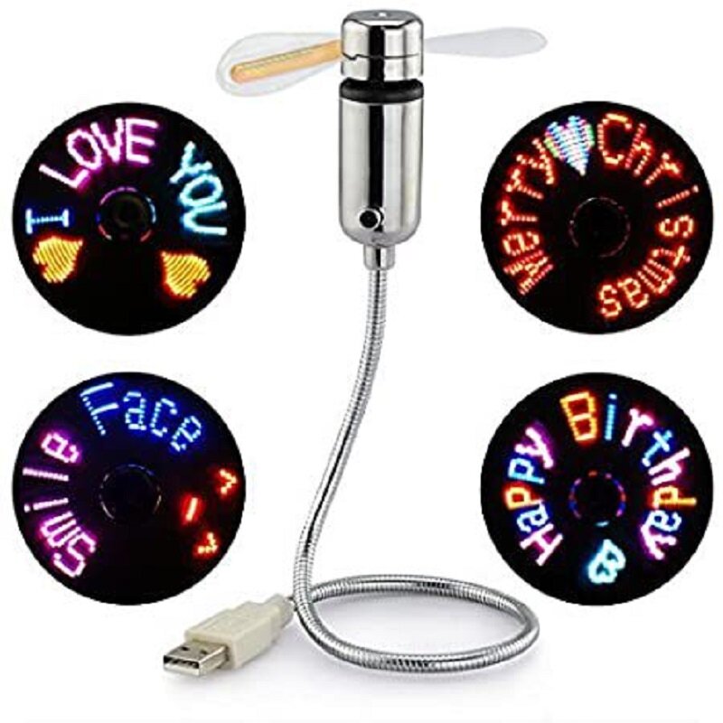 Ventilador USB con conexión, Mini ventilador Flexible ajustable, luz LED, puerto USB, reloj de escritorio, pantalla de hora
