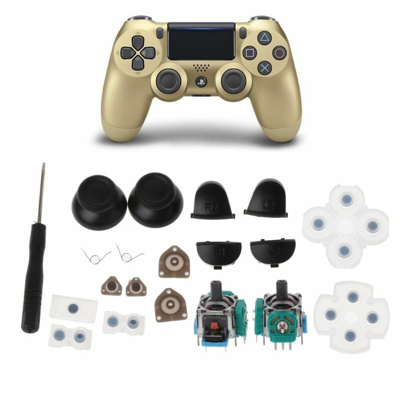 Botones de disparo L1 R1 L2 R2, Joysticks analógicos 3D, Thumb Sticks, tapa de goma conductora para juego de reparación del controlador de PS4, envío directo