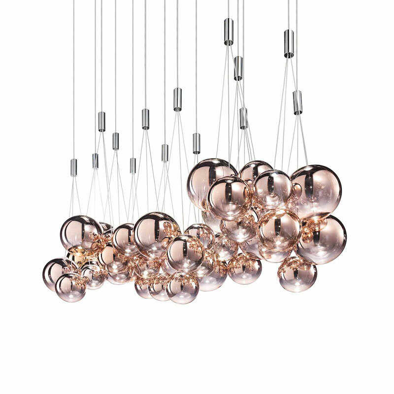 Candelabro de burbujas de bola de cristal de moda moderna, lámpara LED creativa Simple de tres cabezas para restaurante, Lámpara decorativa nórdica para Bar y cafetería
