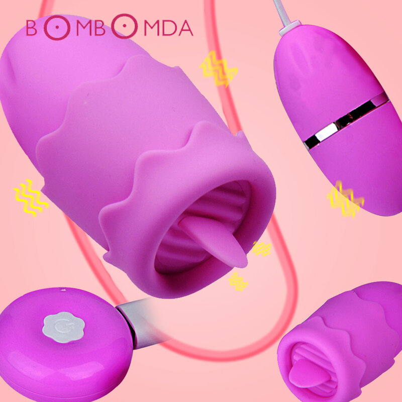 12 modo lengua de sexo Oral lamiendo vibrador estimulador de clítoris pezón vibrante juguete sexual de huevo para las mujeres masturbador Vaginal