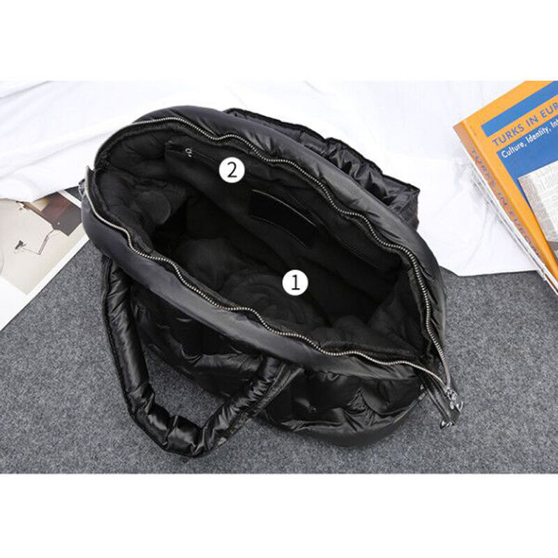 iPinee 2020 New Winter  Large Capacity Shoulder Bag for Women Waterproof Nylon HandBags Space Pad Cotton Feather Down Crossbody
