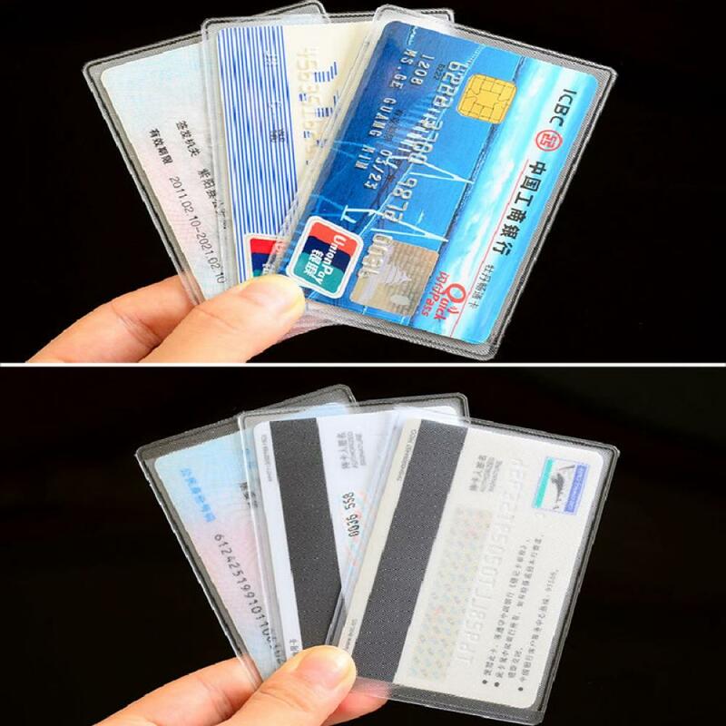 10 Chiếc Transparnt-Màu Bảo Vệ Giá Đỡ Nhựa PVC Chống Thấm Nước Tín Dụng ID Thẻ Kinh Doanh Bảo Vệ Tài Liệu Giấy Phép Lái Xe Ốp Lưng