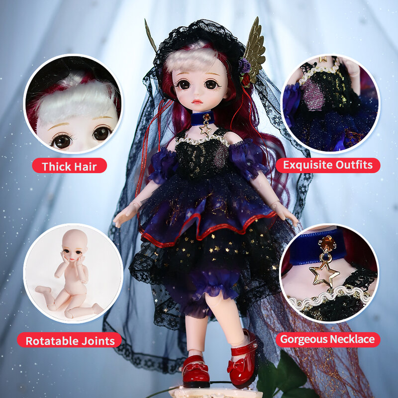 Dream Fairy 1/6 Doll Princess Dress 28cm BJD 28 Joints Body Ball Jointed Doll Full Set with Clothes Shoes DIY Toy Gift for Girls