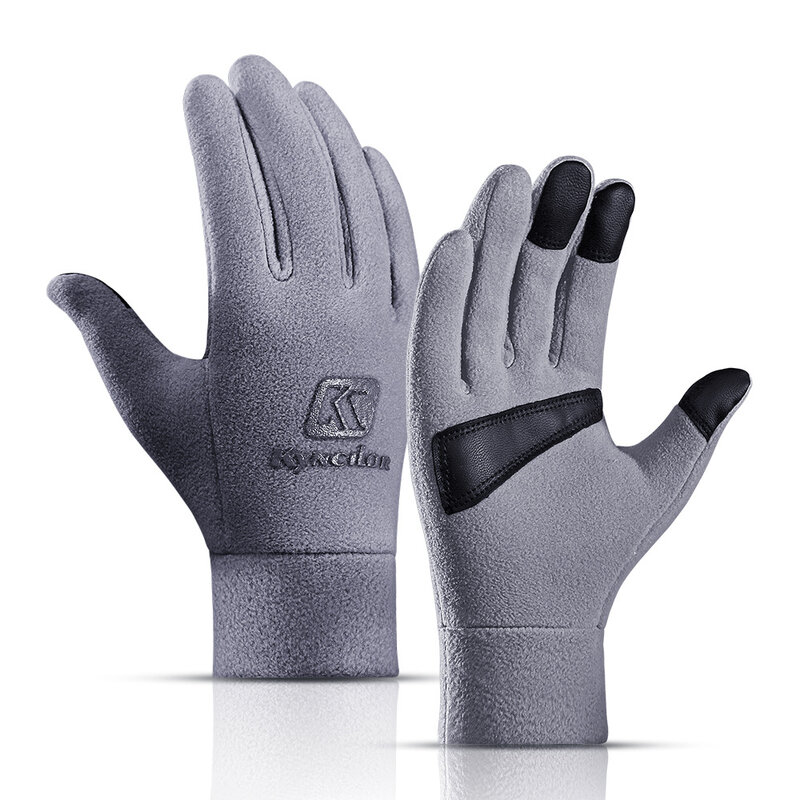 2022 New Fleece Winter Gloves Men Unisex Cycling Windproof Touchscreen Warm Driving Running Sports PU Leather Non-Slip Gloves