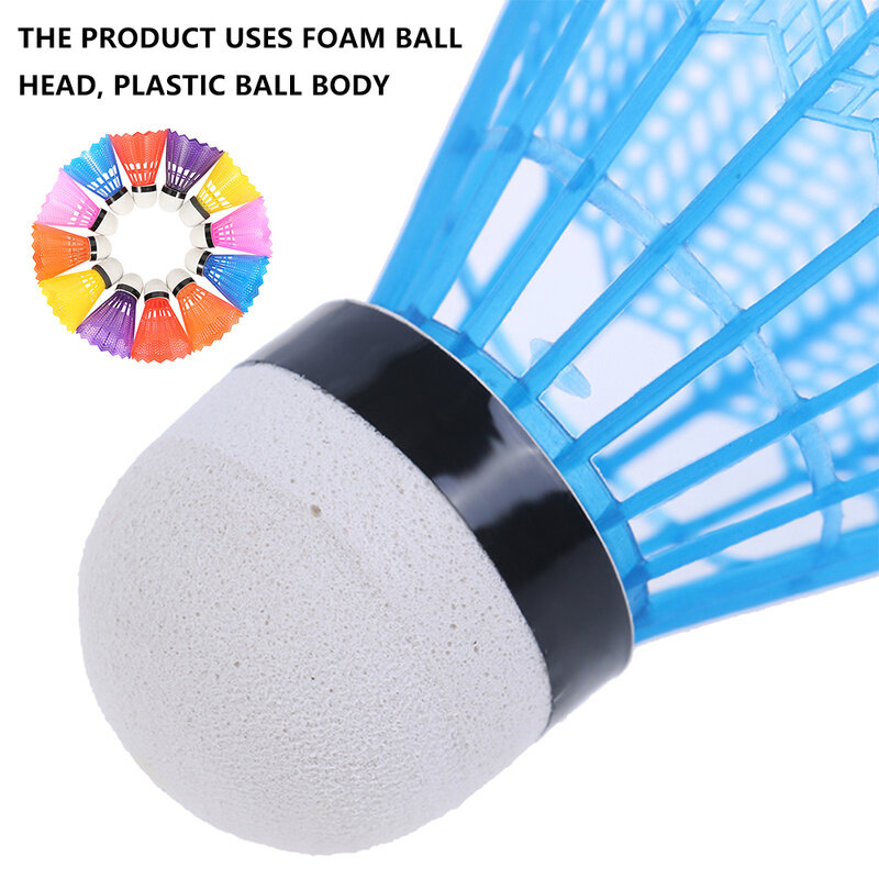 12 pçs bolas de badminton colorido portátil peteca badminton plástico durável bola badminton para o exercício treinamento indoor