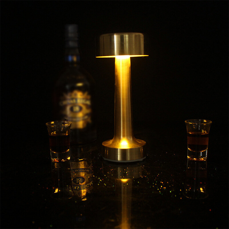 Lámpara LED de mesa con Sensor táctil, luces de escritorio recargables de color dorado para restaurante, cafetería y tienda