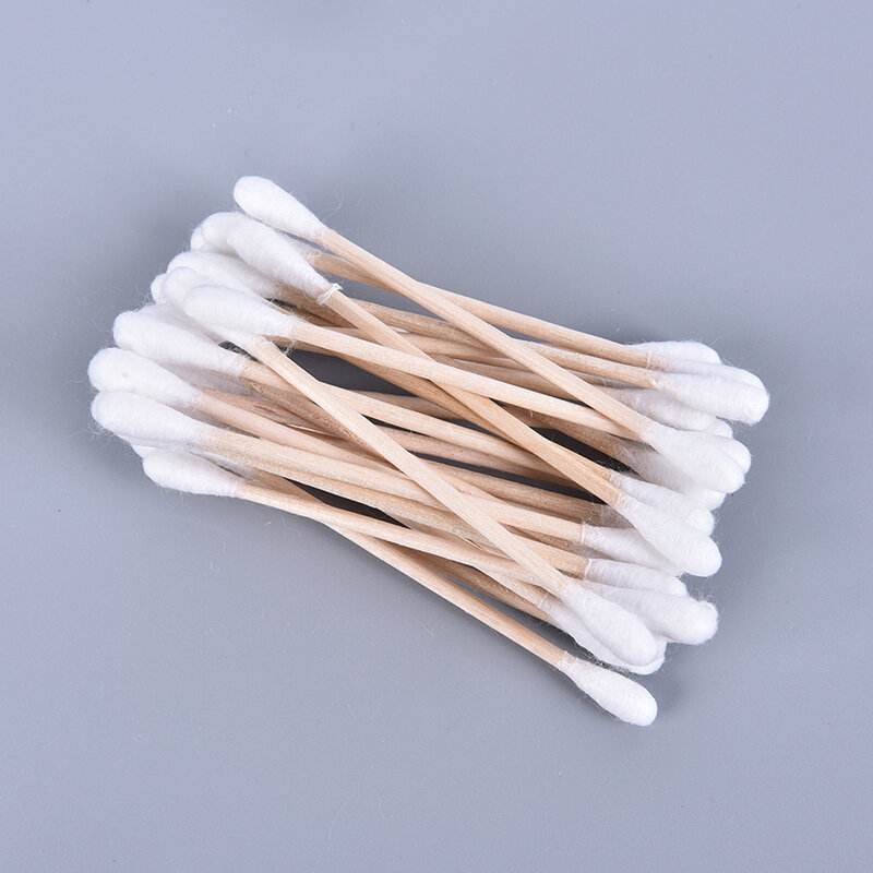 100 Stks/pak Dubbele Hoofd Wattenstaafjes Vrouwen Make-Up Knoppen Tip Voor Medische Wood Sticks Neus Oren Schoonmaken Gezondheidszorg Gereedschap