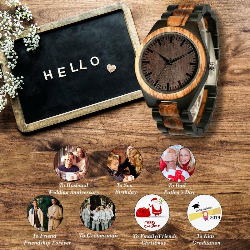 Shifenmei-Reloj de pulsera para hombre, grabado, personalizado, de cuarzo, madera, Masculino, 2020