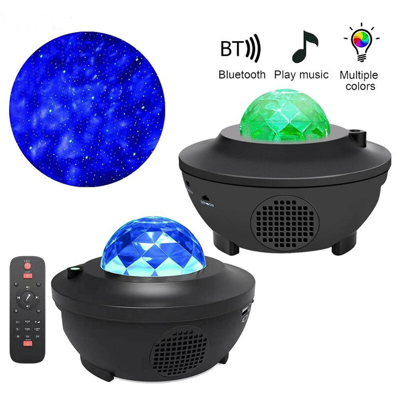 다채로운 별이 빛나는 갤럭시 프로젝터 Blueteeth USB 음성 제어 음악 플레이어 LED 야간 조명 USB 충전 프로젝션 램프 어린이 선물