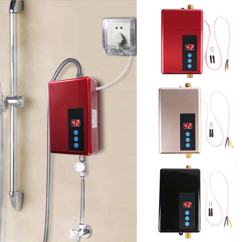 Mini calentador de agua eléctrico instantáneo, sistema de ducha sin tanque, 220V, 5.5KW, cocina, calentador de agua caliente Instantáneo Para el hogar